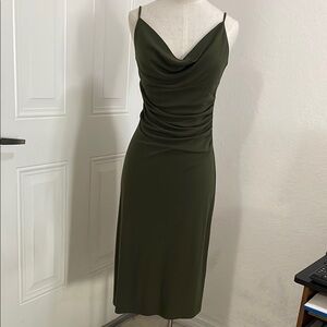 Elegant Olive Green Midi Dress